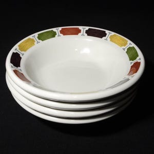 Set of 4 Vintage Grindley DURALINE CARNIVAL fruit bowl dessert bowl 5 inches restaurant ware vitrified England ironstone hotelware