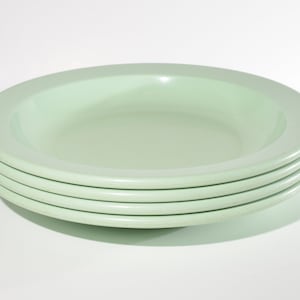 Vintage MELMAC Mint Green GPL Hard Plastic Canadian melamine Set of 4 deep plate bowl dinnerware green 311 GPL camping plate