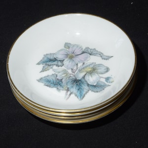 Royal Worcester zestaw 4 podstawek 4 cale Bone China England kwiatowy wzór złota obręcz
