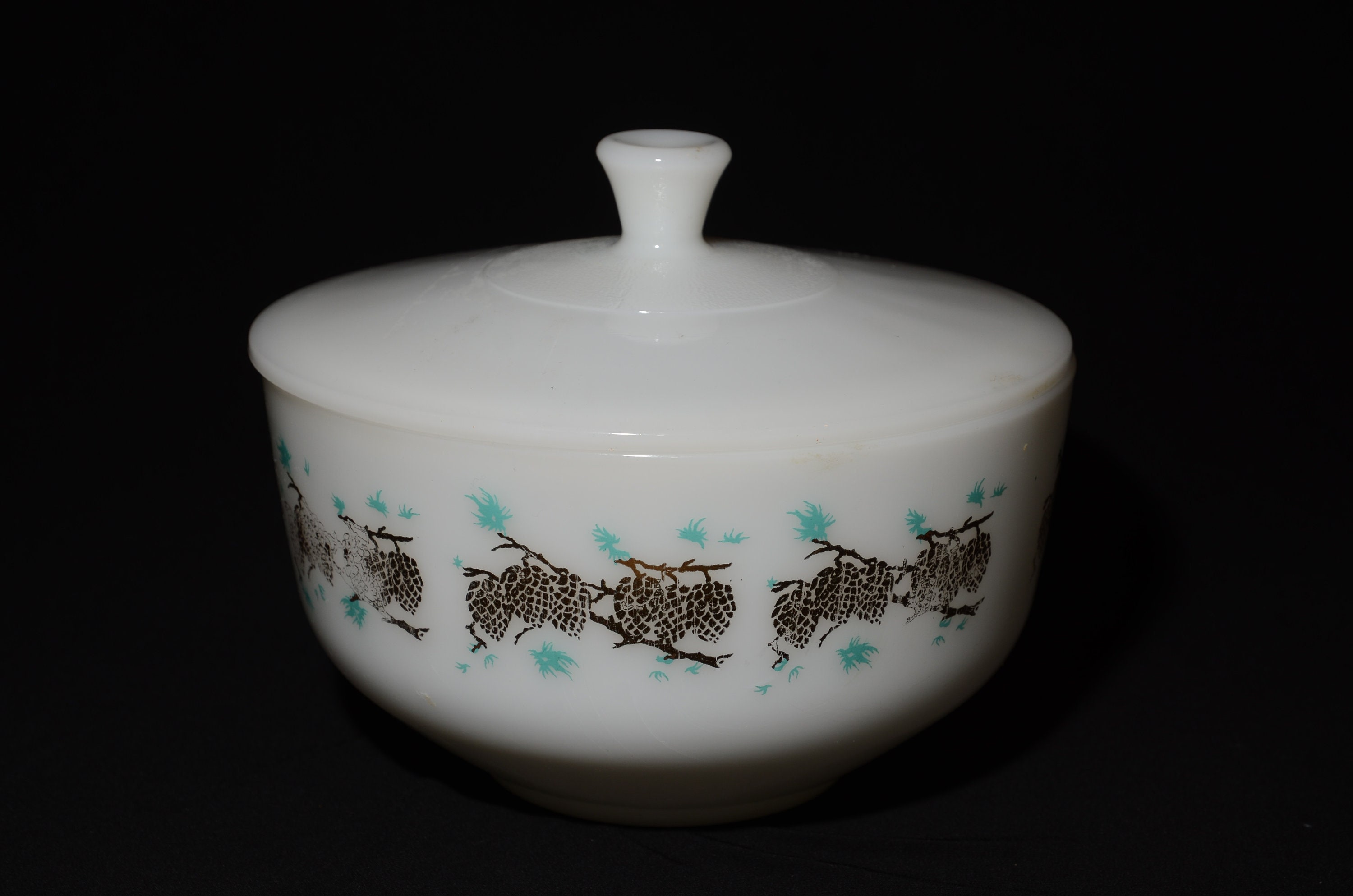 FEDERAL GLASS Casserole Bowl With Lid 2 1/2 Qt Gold Pine Etsy