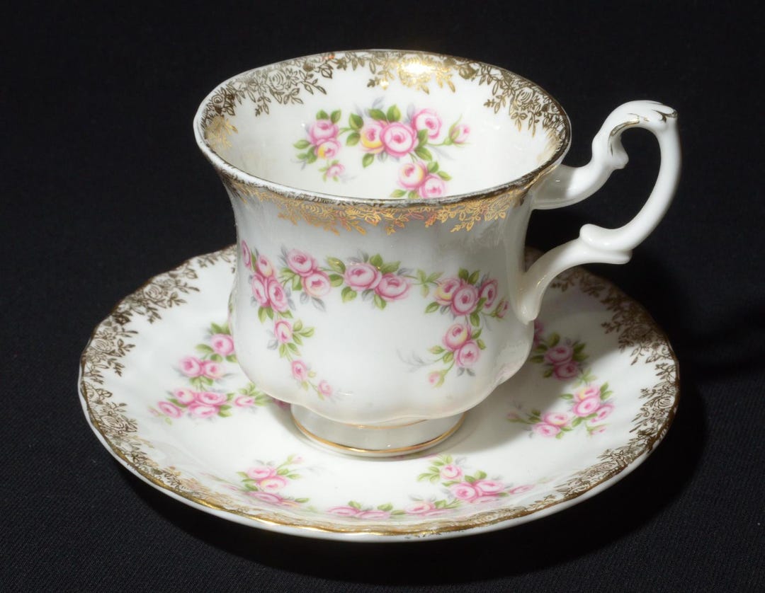 ROYAL ALBERT Dimity Rose Demitasse Teacup and Saucer Dimity Rose