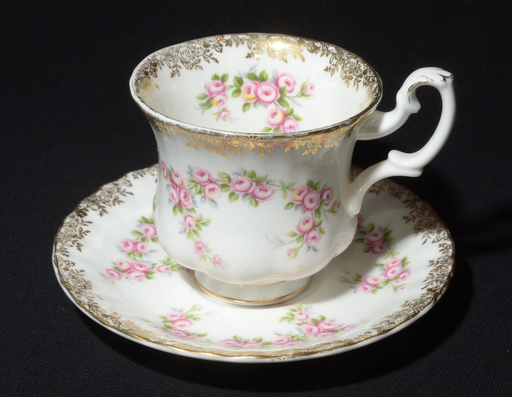 ROYAL ALBERT Dimity Rose Demitasse Teacup and Saucer Dimity Rose