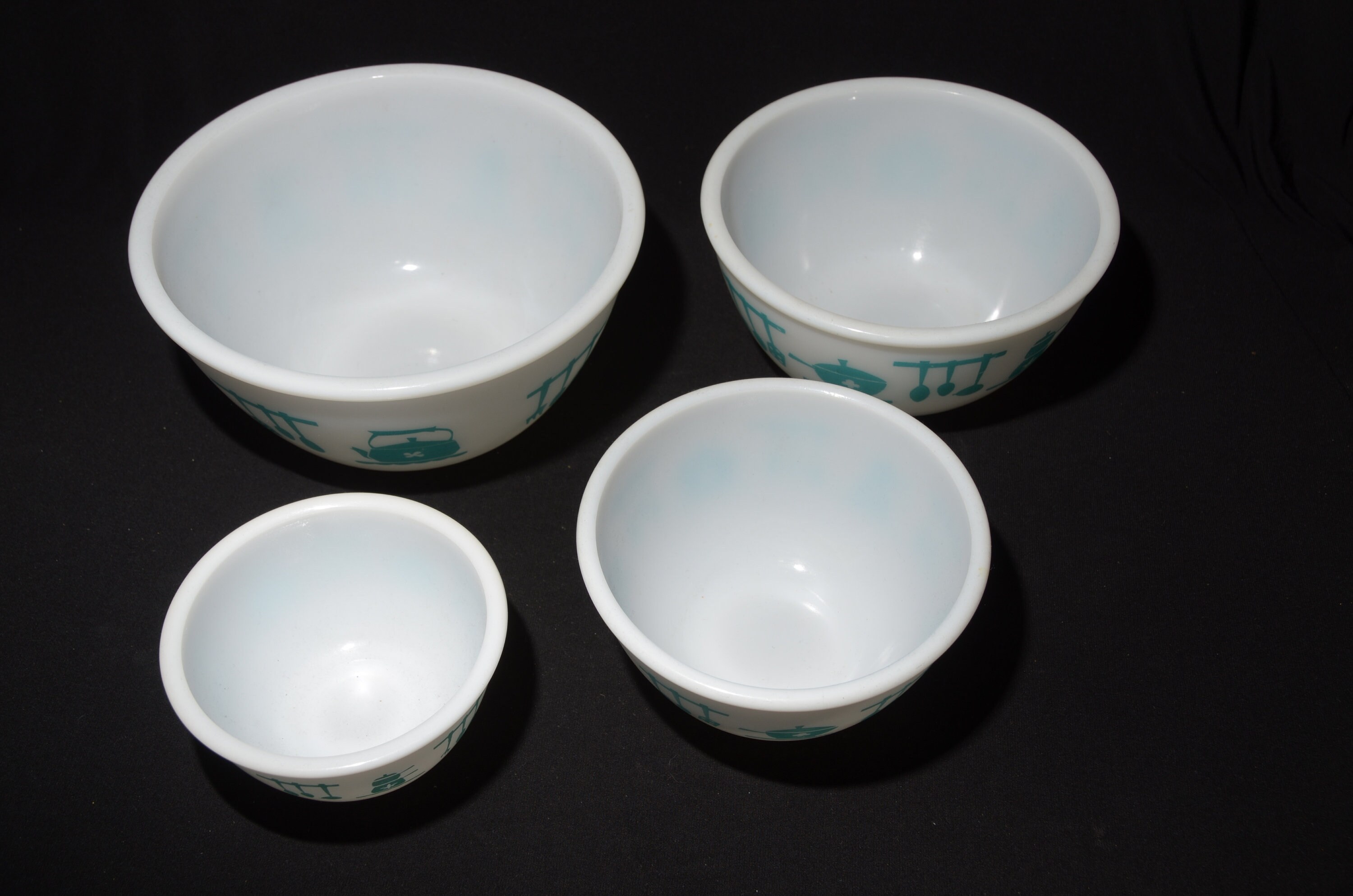 HAZEL ATLAS ターコイズミキシングボウル 4個セット キッチン用品