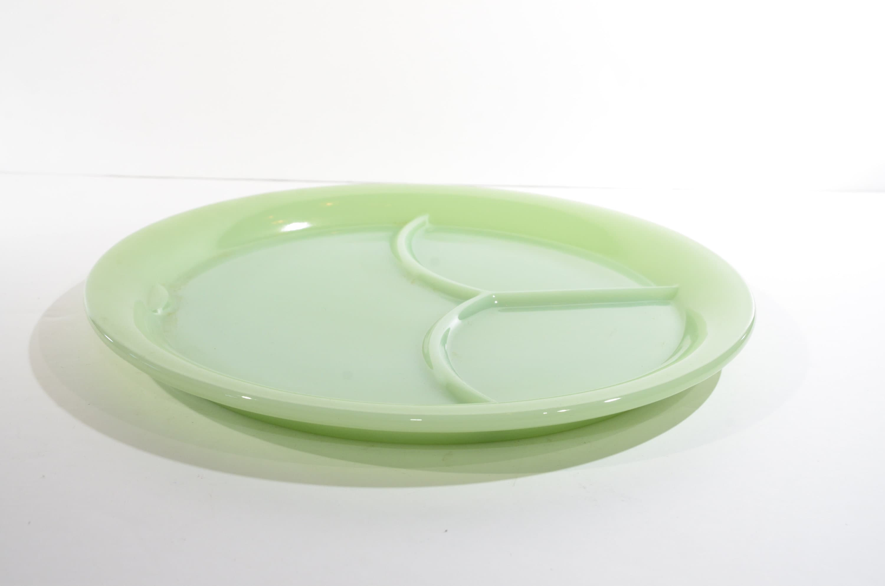 Vintage Fire King Jadeite mid-century divided diner plates (5
