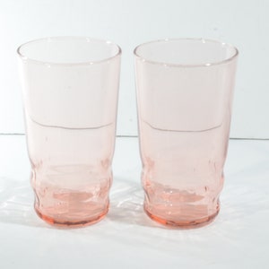 Set of 2 MacBeth-Evans Pink depression glass tumbler 3 7/8" tall Rib panel Opticvintage pink depression Pink glass ribbed MacBeth Evans rare