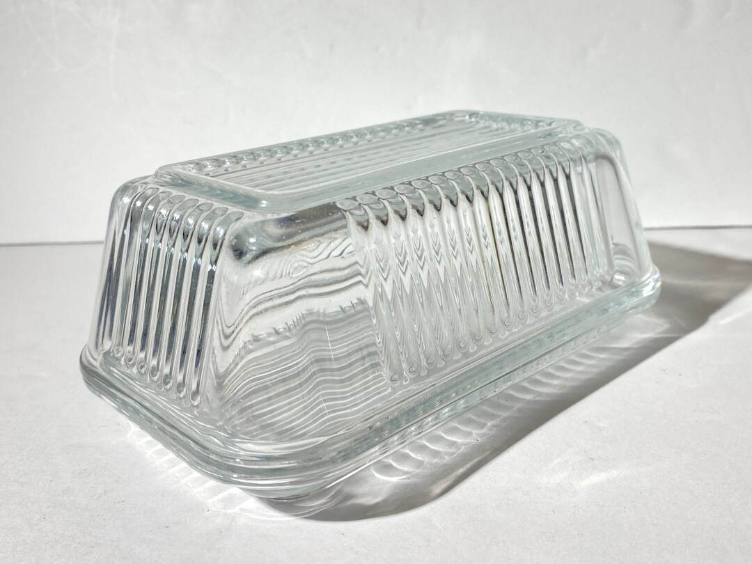 Vintage Pasabahce Butter Dish With Lid Clear Ribbed Glass Etsy
