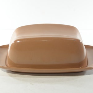 Vintage Melmac Maplex Butter dish milk chocolate brown Mid century Hard Plastic Melamine Dinnerware camping 1964 SCRATCHES
