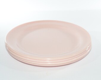 Vintage Set aus 4 babyrosa Futura-Ware GPL MELMAC Lunchtellern, Hartplastik, 18 cm Durchmesser, Beilagenteller, 365 Melamin Futura Kanada