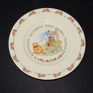 Bunnykins 1984 Royal Doulton plate Bunnykins celebrate their golden jubilee  Bone China England Children&#39;s dinnerware Easter