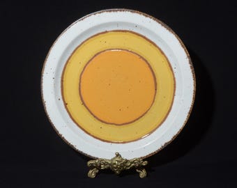 Stonehenge Midwinter Sun England dinner plate orange yellow vintage pottery 1970s farmhouse decor