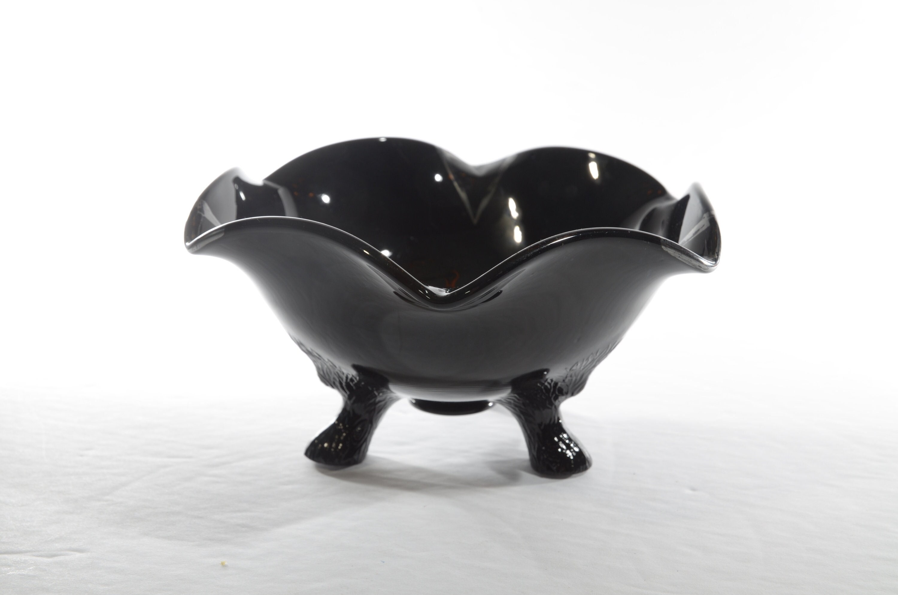 Vintage Black Amethyst Ebony Hexagonal Candy Dish Bowl Vintage Black Amethyst Ebony Hexagonal Candy Dish Bowl