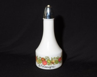 GEMCO Vintage Le Vinaigre cruet Spice Of Life Retro vinegar dispenser bottle milk glass USA