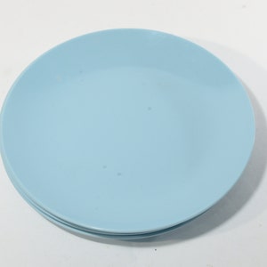 Vintage Noritake Melamine Ware Set of 4 Blue dessert plate 6 inches Mid century Hard Plastic camping powder blue Japan Melmac bread plate