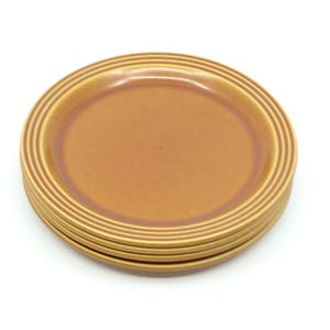 Zestaw 4 małych talerzy HORNSEA Saffron brown 6,75" D Vintage Pottery by John Clappison talerz deserowy chleb Anglia ceramiczna CRAZING
