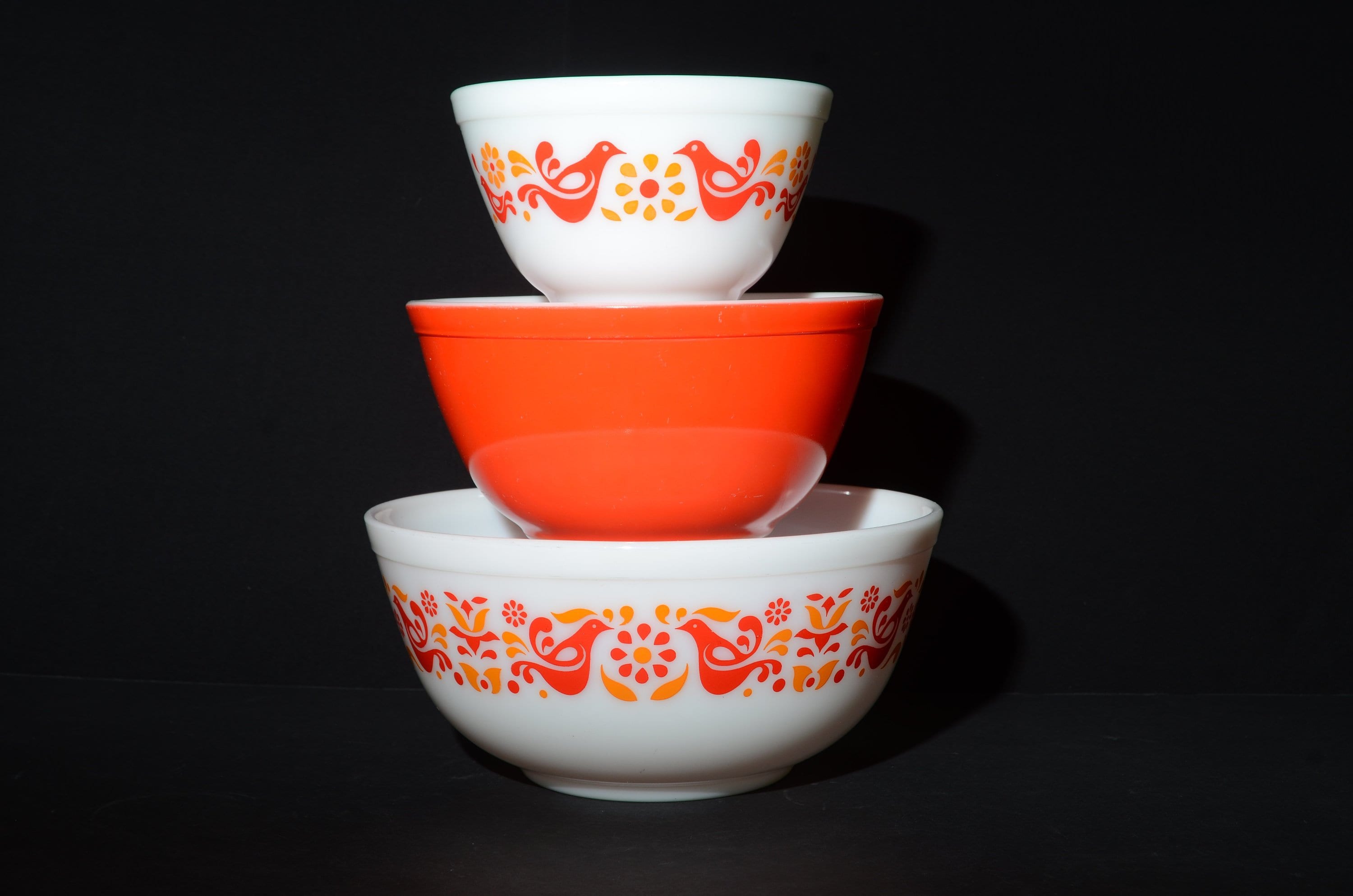 PYREX Set of 3 Friendship Bowls 401 402 403 Vintage Pyrex Mixing Bowl Set Vintage HTF Birdie Friendship Bird Red Rooster Bird Red Ap Etsy