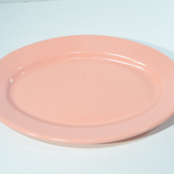 Assiette ovale en mélamine MELMAC rose saumon pastel vintage, plastique dur fabriqué au Canada 327