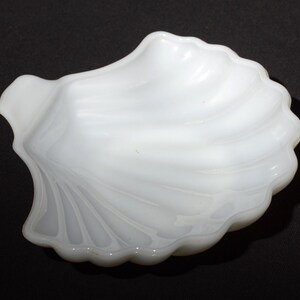 FIRE KING white milk glass sea shell scallop dish candy dish 1950s Anchor Hocking Vintage trinket made in USA