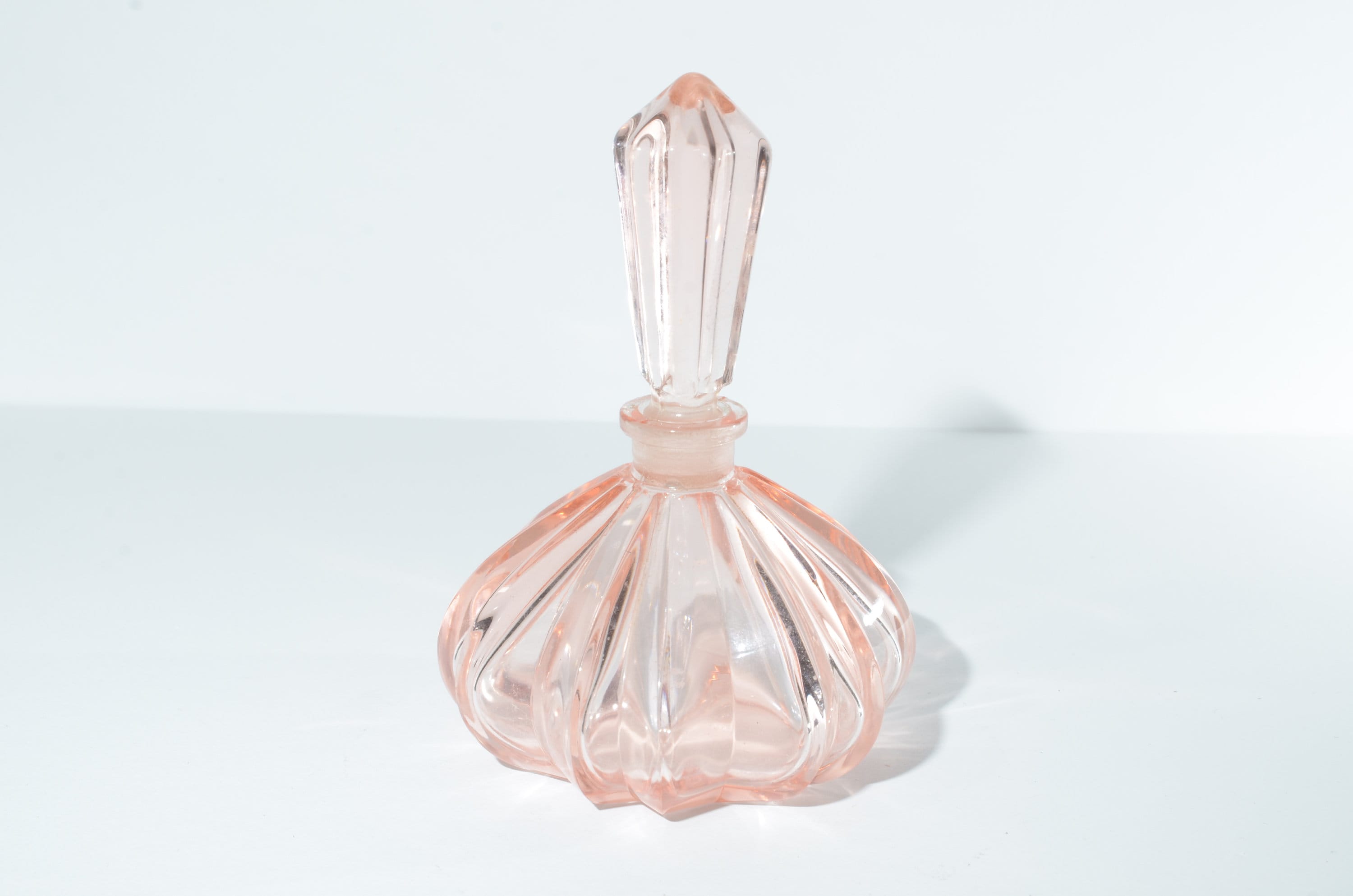 Vintage Pink Depression Glass Vanity Set Perfume Bottle Etsy