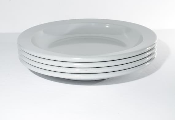 Vintage MELMAC Grau GPL Hartplastik Kanadische Melamin 4er Set tiefe Teller Schüssel Geschirr 311 Teller Salatschüssel Pasta Kanada