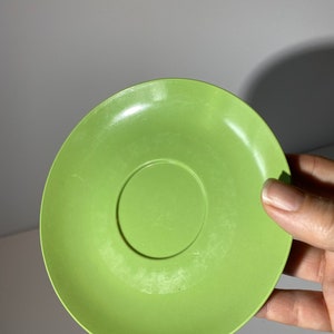 Vintage Set of 4 avocado green MELMAC Maplex Teacup and saucer sets Mid century Hard Plastic Melamine cups mug Canada Quality Dinnerware image 8