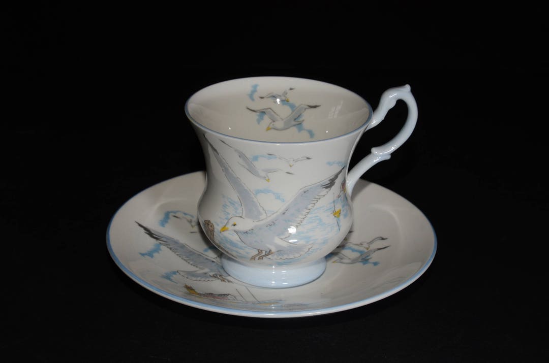 QUEEN'S ROSINA Queens Seagull Sea Gull Tea Cup Saucer Fine Bone Footed