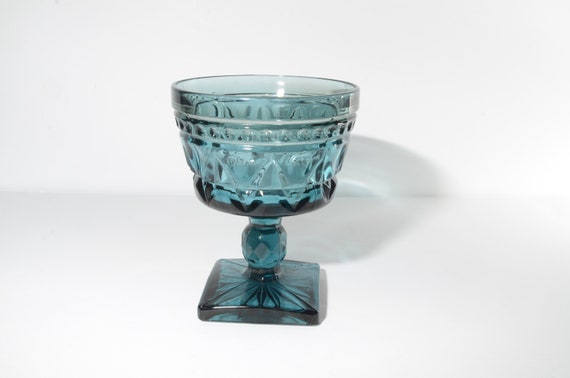 Set of 4 Indiana Glass Blue Glass Sherbet Glasses Bowl Dessert