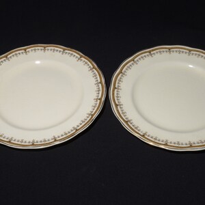 Set of 2 Grindley Cream Petal lunch plate Portman 8 inches ironstone vintage Staffordshire gold rope band England petalware cream CRAZING image 3