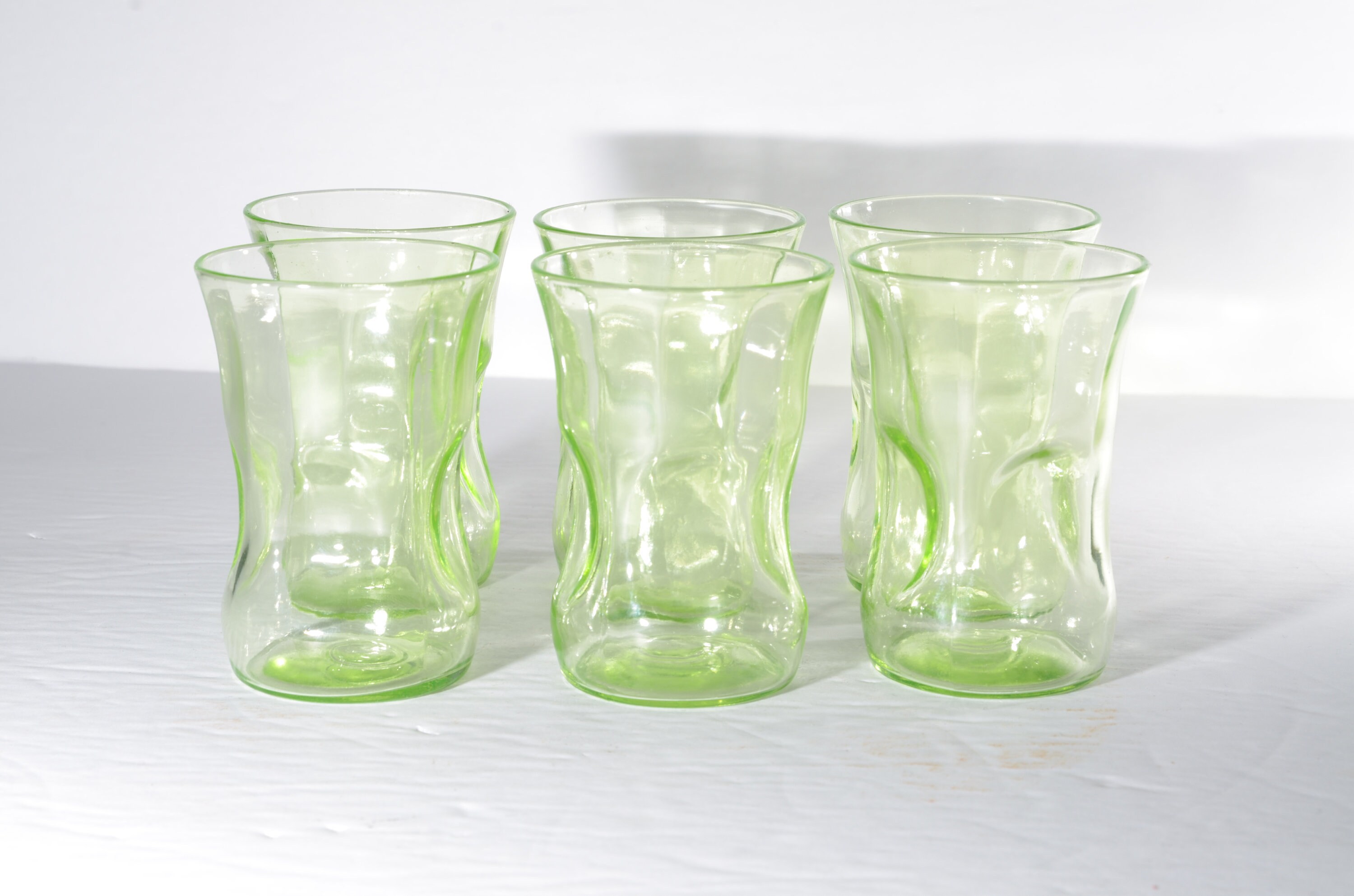 Set of 6 Green Depression glass Shot Glass Shooter Liquor Etsy