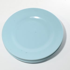 Vintage Melmac Fuji Melamine Set of 4 Blue dessert plate 6 inches bread plate Mid century Hard Plastic Melamine camping powder blue