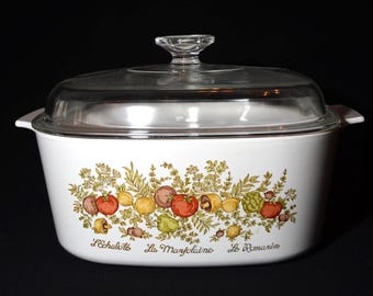 CORNING WARE Spice of Life A-5-B 5 quart 5 liter Casserole Glass Lid Pyroceramic Pyrex lid A-12-C Dutch oven Marjolaine Romarin A5B 5Qt OT
