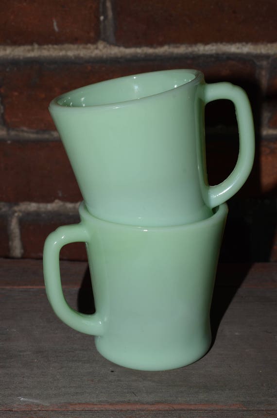 Set of 2 FIRE KING Jadeite Coffee Cups Collectible Fire King