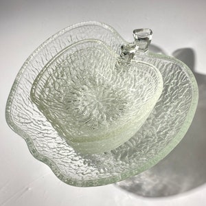 Vintage Clear Orchard Ware Apple shaped bowl salad bowl set mid century serving bowl set ice textured Set of 5 matching bowls