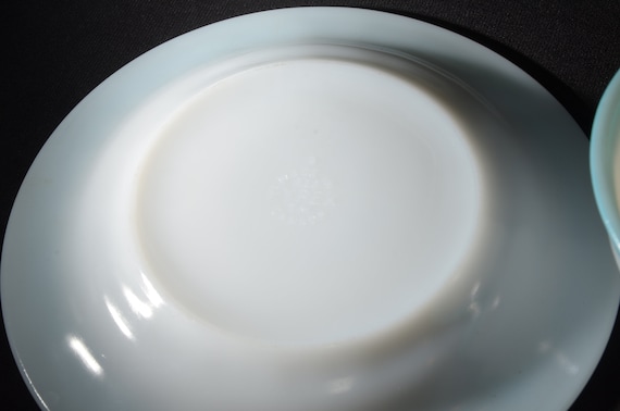 PYREX Set of 2 Blue Band Border Rim Teacup and Saucer