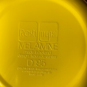 Vintage Melmac MEPAL melamin gul orange Set med 3 djupa tallrikar skålar Mid century Hard Plaste Melamin Holland Koen de Winter D195 Excellent bild 8