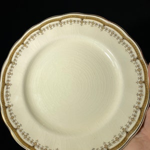 Set of 2 Grindley Cream Petal lunch plate Portman 8 inches ironstone vintage Staffordshire gold rope band England petalware cream CRAZING image 8
