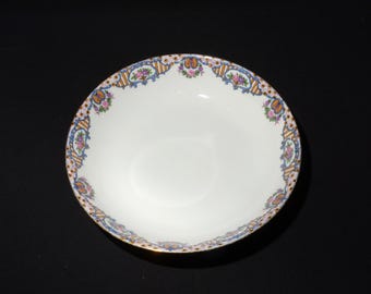 LIMOGES J.Pouyat fijne porseleinen coupékom ondiepe kom diep bord 7 1/2" Made in France gouden rand gouden bloemendecoratie