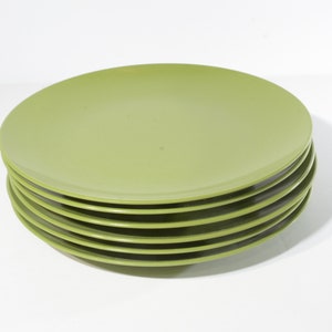 Vintage avocado green Set of 6 small plate dessert plate side plate 6 inches Hard Plastic melamine green Melmac unmarked