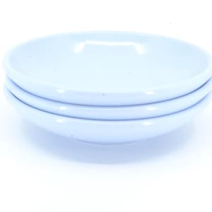 Vintage Set of 4 MELMAC STYLEWARE by Maplex pastel blue sauce bowl low bowl 5.5 inches Mid century Melamine Canada plate Canadian SCRATCHES