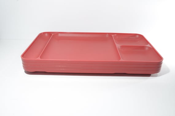 Tupperware Divided Lunch Box Set of 2 Red Turquoise