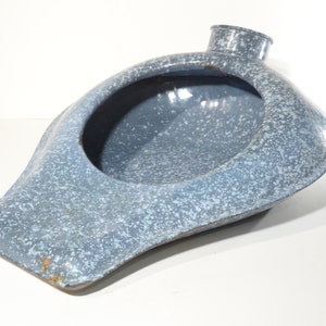 Urinario vintage de esmalte gris moteado, regalo para estudiantes de enfermería, decoración de jardín, bacinilla de hospital, jardinera de jardín