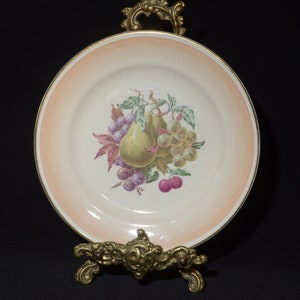 Royal Tudor Ware Barker bros Bone China dessert plate butter bread plate England Vintage fruit pear grape cherry gold trim crazing #7380 7&quot;