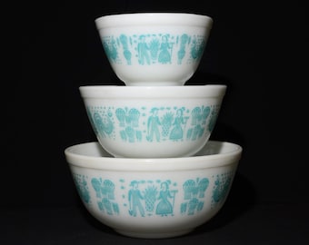 PYREX アーミッシュ バタープリント ターコイズ シンデレラ ミキシング