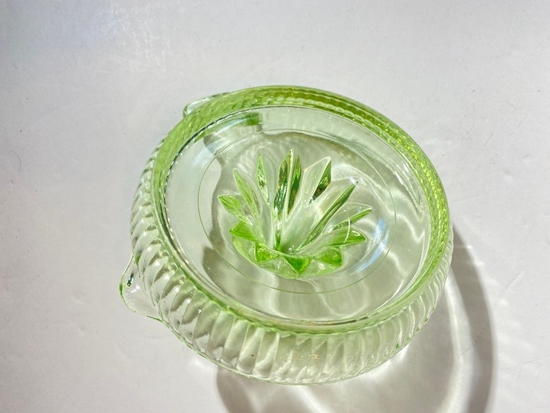 Green Depression Glass Lemon Juicer Juice Reamer Lemon Etsy