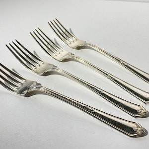 Vintage set of 4 EPNS flatware fork Set silverplate cutlery diamond pattern