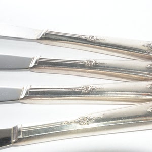 Vintage set of 4 Tudor plate ONEIDA Community Sweet Briar flatware dinner knife Set stainless mid century cutlery 1948