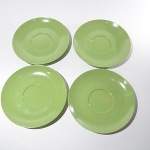 Vintage Set of 4 avocado green MELMAC Maplex Teacup and saucer sets Mid century Hard Plastic Melamine cups mug Canada Quality Dinnerware image 5