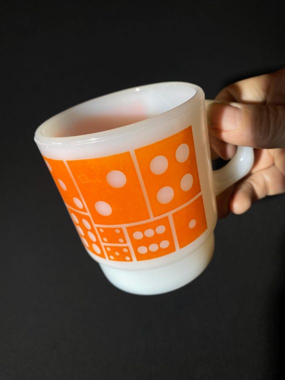 FIRE KING ドミノ コーヒーマグ ティーカップ ミルクガラス 3個セット 