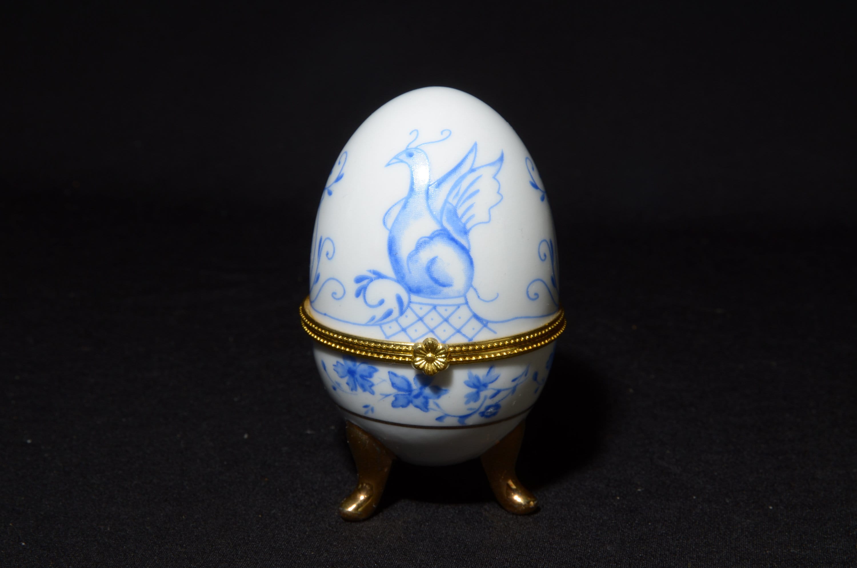 Caixa de Ovos Vintage Caixa de Pílulas Caixa de Brincos Caixa Vintage Cerâmica Estilo Ovo Fabergé Lembrança Pássaro Azul Páscoa Ot