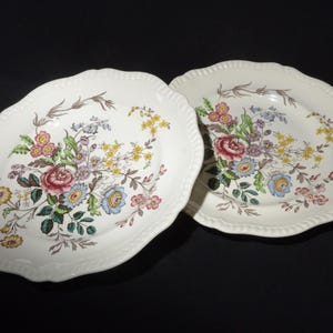 Copeland SPODE Romney set of 2 dinner plate 10.75&quot; Bone china England transferware floral Gadroon Shape