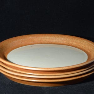 Set of 4 SIAL dinner plate art pottery rust pottery Gaétan Beaudin speckled rare collectible Canada Quebec plate SCRATCHES